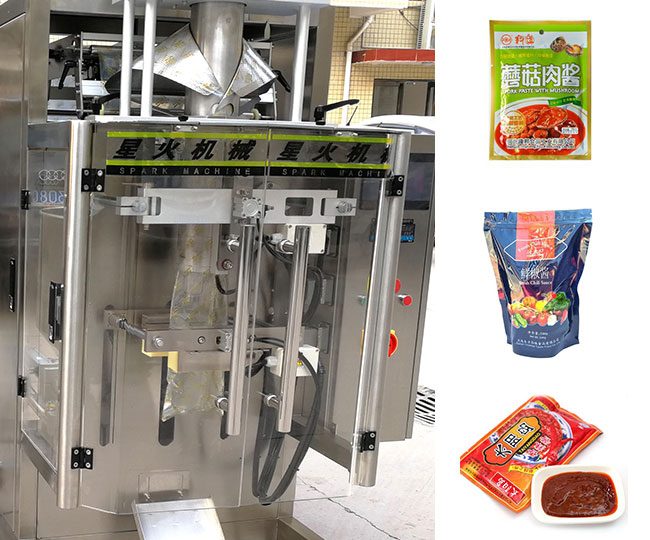 全自动酱料包装机生产线细节及样品展示